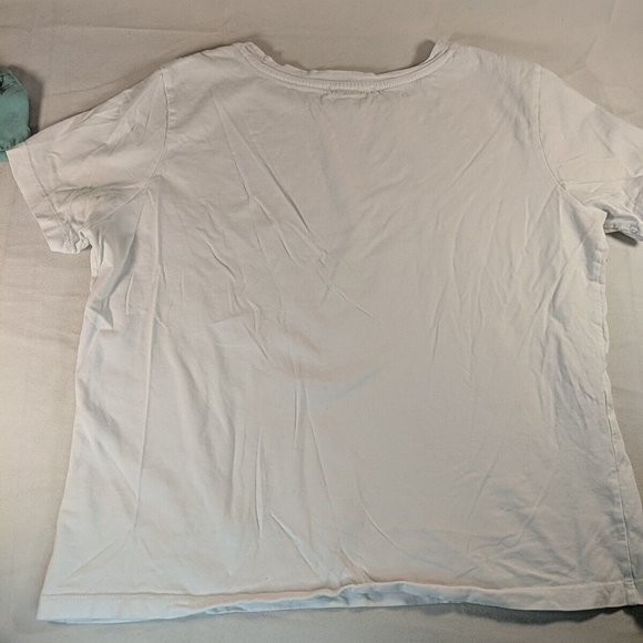 2 Zara T-Shirts Tops White Teal Blue Mint Green Pocket Detail Women's M Medium - Picture 12 of 16